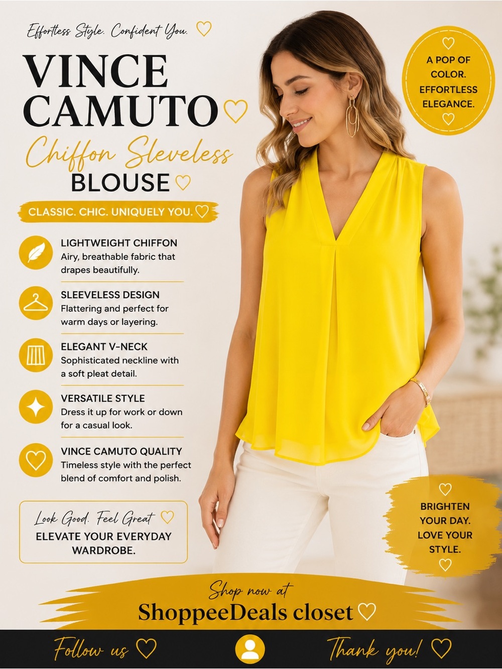 Vince Camuto Chiffon Sleeveless Blouse – Size XL